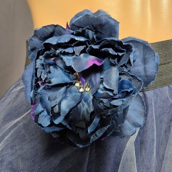 Vintage Tulle Tutu Skirt With Flower Size S Blue Midi Carrie SJP Gothic Fairy - Picture 2 of 11